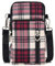 Handytasche zum Umhängen,Nylon Handy Umhängetasche, Geldbörse Brieftasche,Kleine Umhängetasche mit Kopfhörer Eingang,Crossbody Schultertasche,Schultertasche für Handy unter 7 zoll(Rotes Gitter)