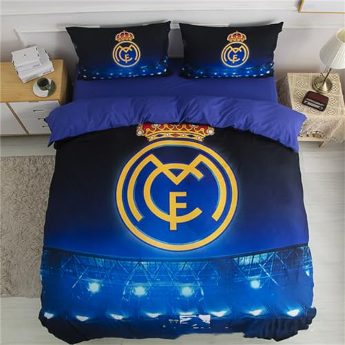 ENIXWH Fußballstar Bettbezug Teenager 3D Madrid Modric Bettwäsche Mikrofaser Bettbezüge Fußball-Vereins Set1 Mit Reißverschlüsse Und 2 Umschlag Kissenbezug (B, 140 * 200CM)