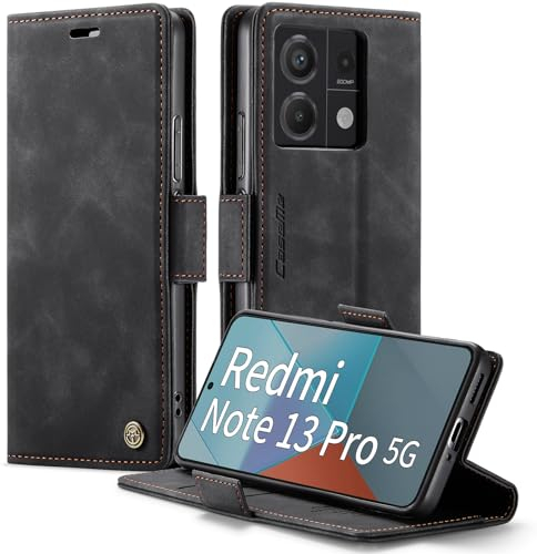 XYGLOW Handyhülle für Xiaomi Redmi Note 13 Pro 5G Hülle Klappbar Premium PU Lederhülle Klapphülle【RFID Schutz】 Kartenfach Standfunktion Schutzhülle für Redmi Note 13 Pro 5G Flip Case Tasche,Schwarz