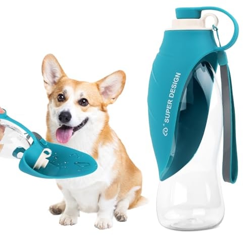 VMUTGA 580ml Gourde pour Chien, Portable Gourde Chien, Gourde Chien Promenade, Tasse à Eau pour Chien, pour Marche, Voyage, Camping(Bleu)