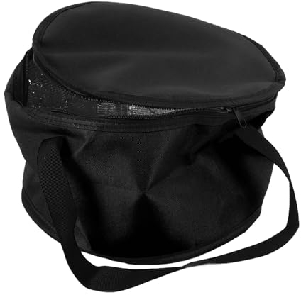 SEAFRONT Bolsa Térmica con Aislamiento, Cacerola Térmica Redonda, Bolsa de Picnic Reutilizable, Bolsa Plegable Suave para Entrega de Alimentos para Viajes y Almuerzo (BLACK)