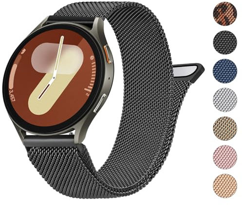 Zoye Strap Compatible with Samsung Galaxy Watch 7/6/5/4 - 20mm/40mm/43mm/47mm Adjustable Metal Replacement Straps (Black)
