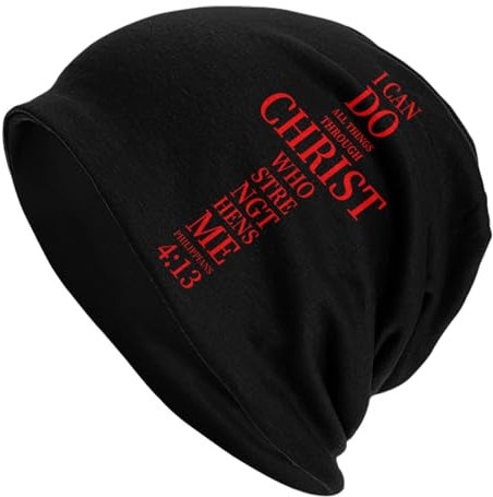 Winter Beanie Mütze Ich Vermag Alles Durch Christus, Der Mich Stärkt Philipper 2 Beanie Mehrweg Cuffed Plain Hat Einstellbare Beanie Mütze Für Sports Damen Herren