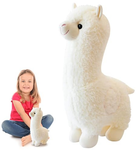 LOMUG Alpaka Kuscheltier,Stand Alpaka Plüschtier,süße weiche kuschel alpaka,Puppe,waschbar,Lama Stofftier Geschenk für Mädchen Jungen,Weihnachten ung Geburtstagsgeschenke für Kinder (28cm, Weiß)