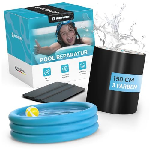 FIXWERK Hydro Tape Kit de réparation de piscine avec ruban adhésif sous-marin, étanche, bande d'étanchéité, pour réparer les piscines, 10 cm x 150 cm, noir