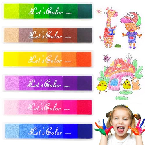 Nadisean 36 Colors Ink Pads for Stamping, 6Pcs Stamp Ink Pads Gradient, Fingerprint Ink Pads Washable, Ink Stamp Pad for Stamping Card Making, Inkpad for Scrapbooking, Card Making, Craft