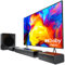 Hiwill HiElite A41 Pro - Barra de sonido para TV con Dolby Atmos, subwoofer con cable, 320 W, 2 altavoces envolventes frontales, barra de sonido para altavoz de TV, graves y agudos ajustables, sistema