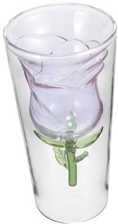 Alipis Copa De Cóctel De Rosa De Doble Capa Vaso De Vidrio Creativo Para Vinos y Bebidas Para Celebraciones y Uso Casa Capacidad