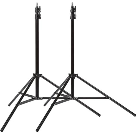 BOLLUMA 200 cm Fotografie Lichtständer, Aluminium Reise Stativ, verstellbar, leicht, Studio mit 1/4 Schraube, 1,5 kg Traglast für Ringlicht, Softbox, Reflektor Hintergrund 2 Stück