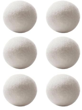 Natürlicher Weichspüler – wiederverwendbarer Weichspüler-Ball, Woll-Trocknerbälle, 6 Stück, reduziert Kleidungsfalten und spart Trocknungszeit