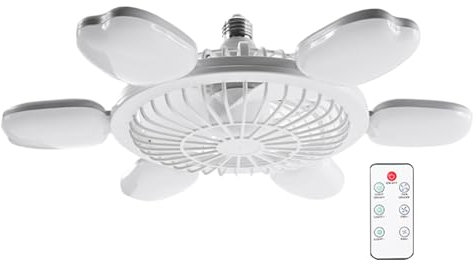 mivceklw Socket Fan Light, Ceiling Fan Lamp, Modern Dimmable Light with Adjustable Settings and Spacen Saving Design for Kitchen, Bedroom or Living Room Use, 1 Piece