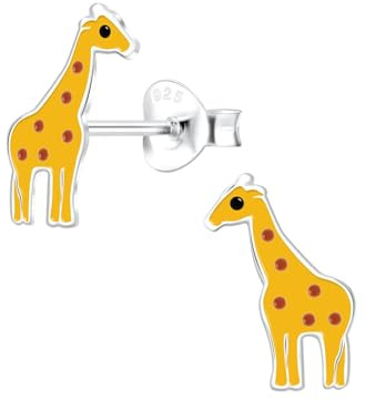 Monkimau Mädchen Ohrringe Giraffe | Ohrstecker aus 925 Sterling Silber | Kinderohrringe hypoallergen