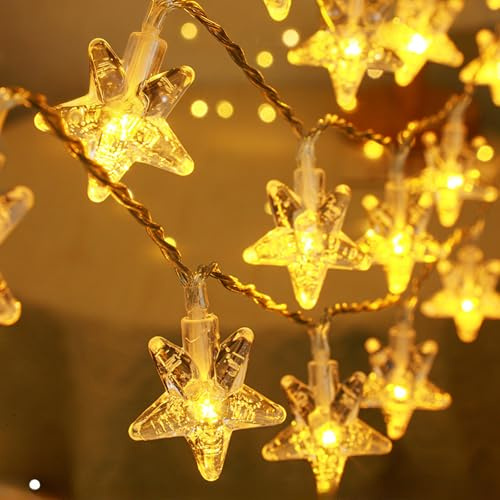 YeahBoom Stern Lichterkette,3M 20LED Lichterkette Stern Weihnachten,Batteriebetrieben,Lichterketten Kinderzimmer,LED Dekolicherkette für Schlafzimmer Party Garten Hochzeit Fenster Innen und Außen