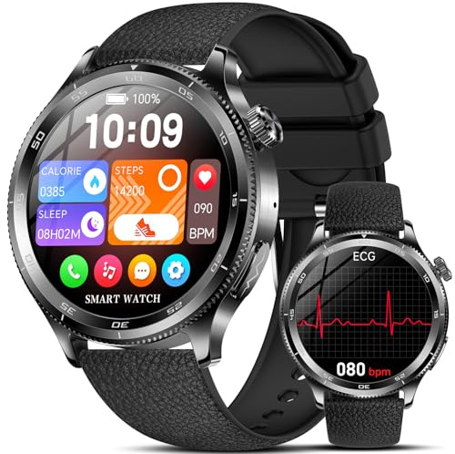 2026 Smart Watch for Men with ECG&Blood Pressure/Sleep Monitor,1.43AMOLED Fitness Tracker with Bluetooth Calls/SOS Button, 24/7 Heart Rate/SpO2/Body Temperature,Waterproof Watch for Android iOS | 1.43 Inch AMOLED Smartwatch with Bluetooth Call, 24H Heart Rate/SpO2/Body Temperature, 100+ Sports Watch Modes