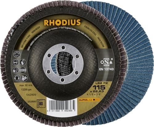Rhodius Schleifscheibe LSZ F2 K80 Stahl Ø 115 mm Bohrung 22,23 mm für Winkelschleifer