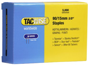 TACWISE 0306 Grapas de Corona Estrecha 90/15 mm-Caja de 5000, Plata, 15mm, Set Piezas