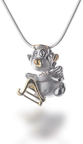 Halskette, Kette 925 Silber mit Engel- Kettenanhänger teilvergoldet