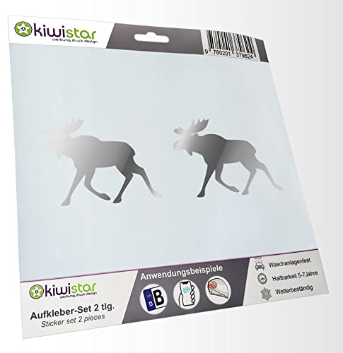 - 2X Kennzeichenaufkleber - Elch - Elchhirsch - Autoaufkleber - Evolution Charles Darwin Aufkleber für Auto, Laptop, Fahrrad, LKW, Motorrad Mehrfarbig JDM Decal Racing