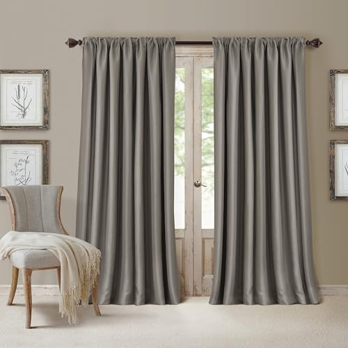 Elrene Home Fashions All Seasons Energy Efficient Room Darkening Rod Pocket Window Panel, 52 x 108 (1), Silver