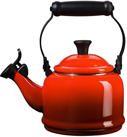Le Creuset Bouilloire Demi à sifflet, Acier Émaillé, 1,1 L, Cerise, 92000900060000