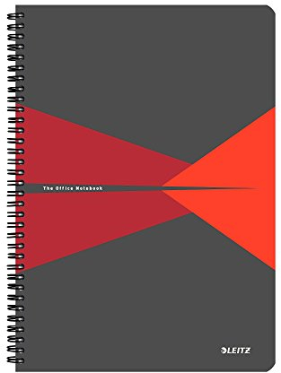 Leitz 44960025 Office Collegeblock A4 liniert, spiralgebunden mit PP Einband Rot