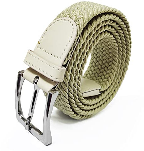 Glamexx24 Unisex Elastischer Stoffgürtel Geflochtener Stretchgürtel Dehnbarer Gürtel für Damen und Herren, Beige, 120cm