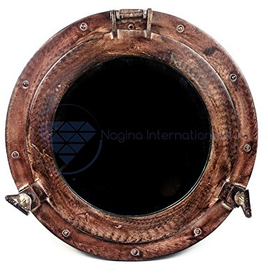 17 Schiffbruch Premium Vintage Brown nautischen Schiff Bullauge Spiegel | Schöne Home Wall Decor | Beach Style Geschenke | Weihnachten Black Friday | Nagina International