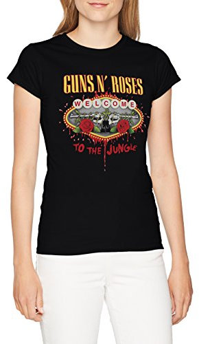 GunsRoses Guns N' Roses Troubadour Flyer T-Shirt, Noir (Noir Noir), 38 Femme