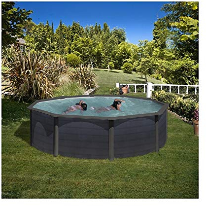 Gre Pool KIT460GF Kea - Aufstellpool aus Stahl, rund, mit Graphitoptik. Abnehmbare Gartenpool. 460 x 120 cm
