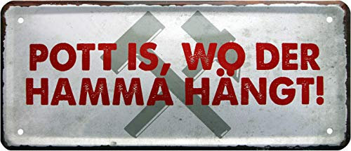 POTT is, wo der Hamma hängt ! Ruhrpott 28x12 Deko Spruch Blechschild 1029