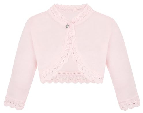 Lilax Bolero da bambina a maniche lunghe con chiusura a bottoni, Rosa, 4 anni