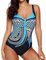 Costumi Interi Donna, One Piece Costumi da Bagno Push Up Trikini Imbottito Backless Swimsuit Pin Up Costume Bohemian Beachwear(Blu, L)