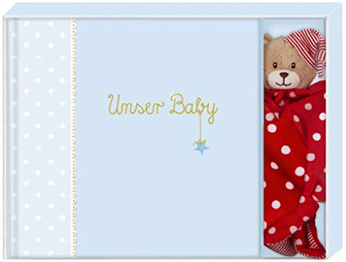 Geschenkset - BabyGlück - Unser Baby (hellblau): Erinnerungsalbum mit Schnuffeltuch (Alben & Geschenke fürs Baby)