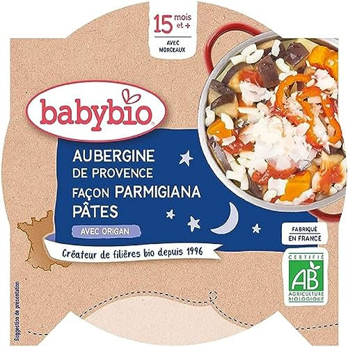 Babybio Assiette Aubergines de Provence Façon Parmigiana/Macaroni 15+ Mois 260 g
