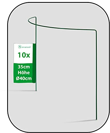 Novatool 10 Strauchstütze Metall halbrund 40 cm Ø35 cm hoch grün Staudenhalter Blumenhalter Rankengewächs Pflanzenstütze Blumenstütze Staudenstütze Rankhilfe Strauchhalter Rosenstütze