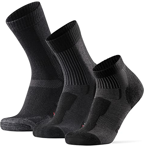 DANISH ENDURANCE Merino Wandersocken Set für Herren & Damen, gemischtes 3er Pack, klassische, leichte & kurze Socken, verschiedene Längen für alle Höhenlagen, Trekkingsocken, Outdoor, Gepolstert