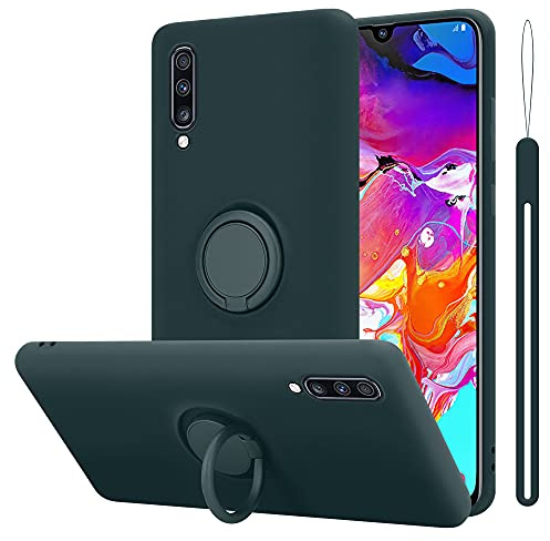 Cadorabo Hülle kompatibel mit Samsung Galaxy A70 A70s Schutzhülle TPU Silikon Case Liquid Design mit Ring Slim Kratzfest Liquidsilikon Microfaser Case Hülle für Galaxy A70 A70s in Grün
