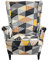 NOPEXTO Ohrensessel Husse, Stretch Wingback Stuhl Schonbezüge, Sesselbezug Mit Blumen Muster Dekorative Bezug Husse Für Ohrensessel (Bunt)