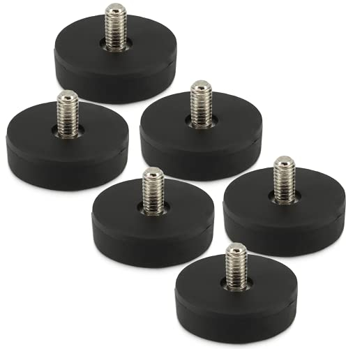 [6 Stück] Neodym Magnete Gummiert 22mm 5,5KG Stark - Gummi Magnet Scheibe mit M4 Außengewinde - Gewindestab Gewindestange