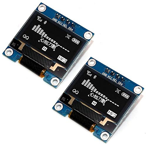 Fasizi 2 módulos de pantalla OLED de 0.96 pulgadas I2C IIC SPI Serial 128x64 con cabeceras de pin para Arduino, fuente blanca