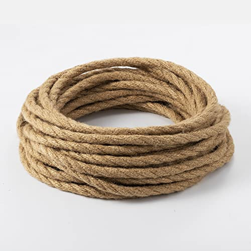 Vecys 10m LED Lighting Cavo Elettrico 2 Core Tessitura Della Corda di Canapa Filo Elettrico Sezione Trasversale 0,75 mm² per Lampada a Sospensione Luci di Cristallo Lampadario Vintage