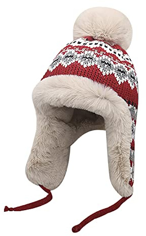 Damen Wintermütze Warmer Hut Fliegermütze mit Ohrenklappen aus Fleece Trapperhut Wintermütze Dicke Mütze für Ski Radfahren Outdoor