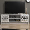 Galano Iris TV Stand – 2 Acrylic Mirror Door Entertainment Unit for TVs up to 60, Modern Storage Cabinet with Shelves – White