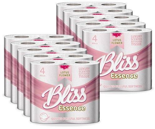 indigo Bliss Luxury Scented Bathroom 40 Toilet Rolls 2 Ply Lotus Flower - Super Soft and Strong Toilet Paper - Ultimate Quilted Comfort for a Luxurious Bathroom Experience -4 x10 Rolls Pack = 40 Rolls