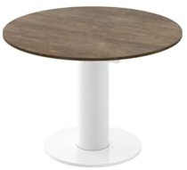 Design Esstisch rund HES-111 Rostoptik matt/Weiß Hochglanz ausziehbar 100 cm bis 148 cm runder Esszimmertisch Küchentisch rund Funktionstisch oval Kitchen Table Esszimmer Dining Table Ausziehtisch