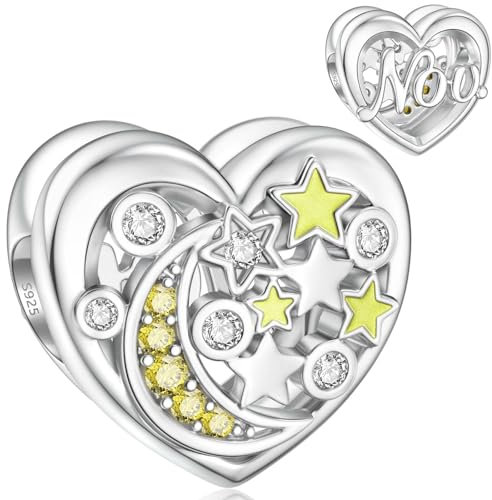 November Geburtsstein Charm für Pandora Charm Mondstern Sterlingsilber Herz