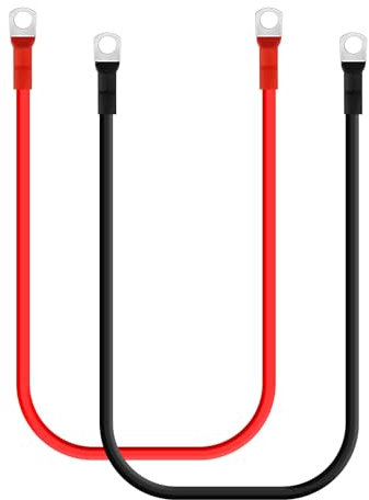 ECO-WORTHY 5AWG Battery Cables Set with 15/64' Lugs Terminals, 14inch Tinned Copper Battery Inverter Cable for Car, Truck, RV, Solar