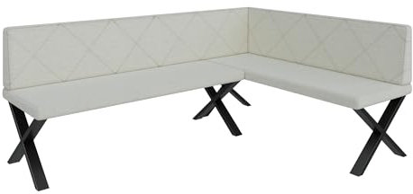 FURNISTAR Eckbank Akiko Metal X - Eckbankgruppe für Ihrem Esszimmer, Küche modern, Sitzecke, Essecke. Perfekt für Küche, Büro und Rezeption. Solide und Starke Verarbeitung. (196x142-Rechts-Inari22)