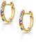 Amberta Lumini Damen 925 Sterling Gold Regenbogen Ohrringe: Gold Mehrfarben Creolen Ohrringe 10 mm