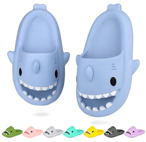 WUYISTAR Chaussons requins pour enfants Chaussons d'été pour garçons et filles Sandales de plage et de douche antidérapantes Chaussures de piscine à tongs Bleu